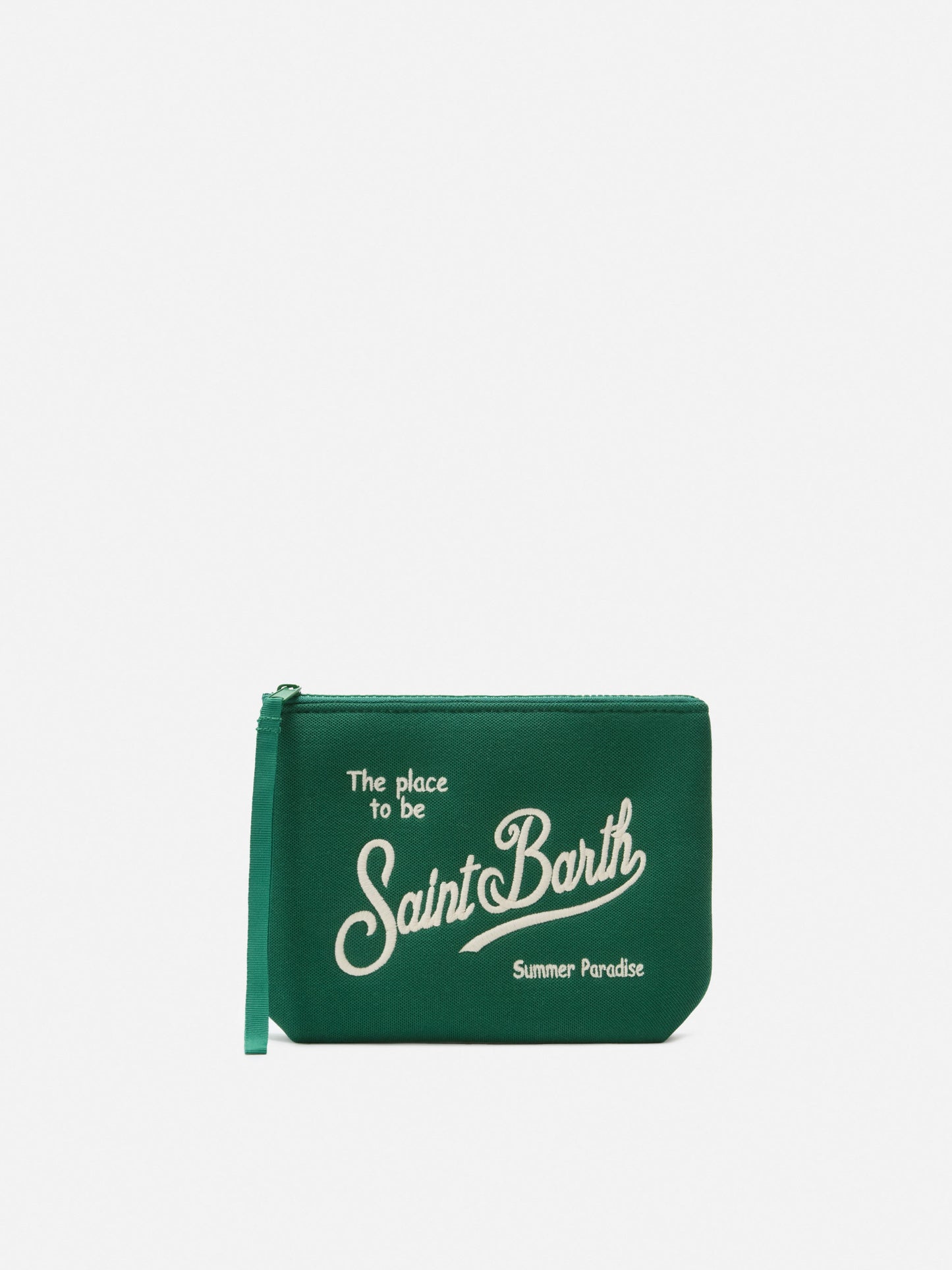 Aline green pouch with piquet effect