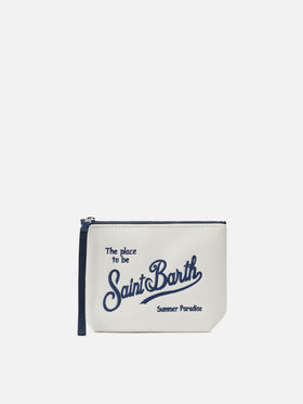Aline white pouch with piquet effect