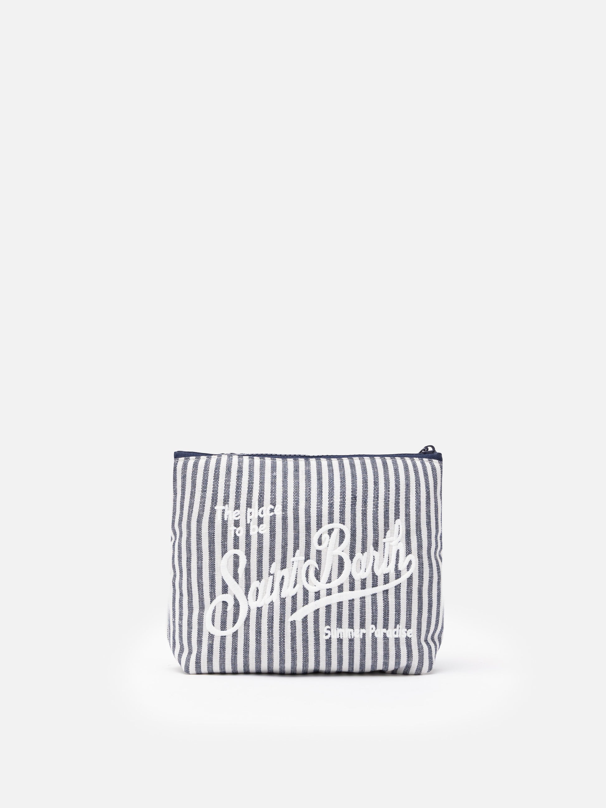 Aline Soft cotton linen pochette with striped print - MC2 Saint Barth