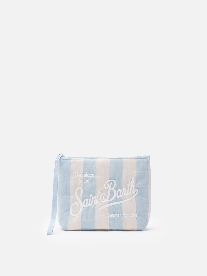 Aline Soft cotton linen pochette with striped print - MC2 Saint Barth