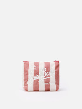 Aline Soft cotton linen pochette with striped print