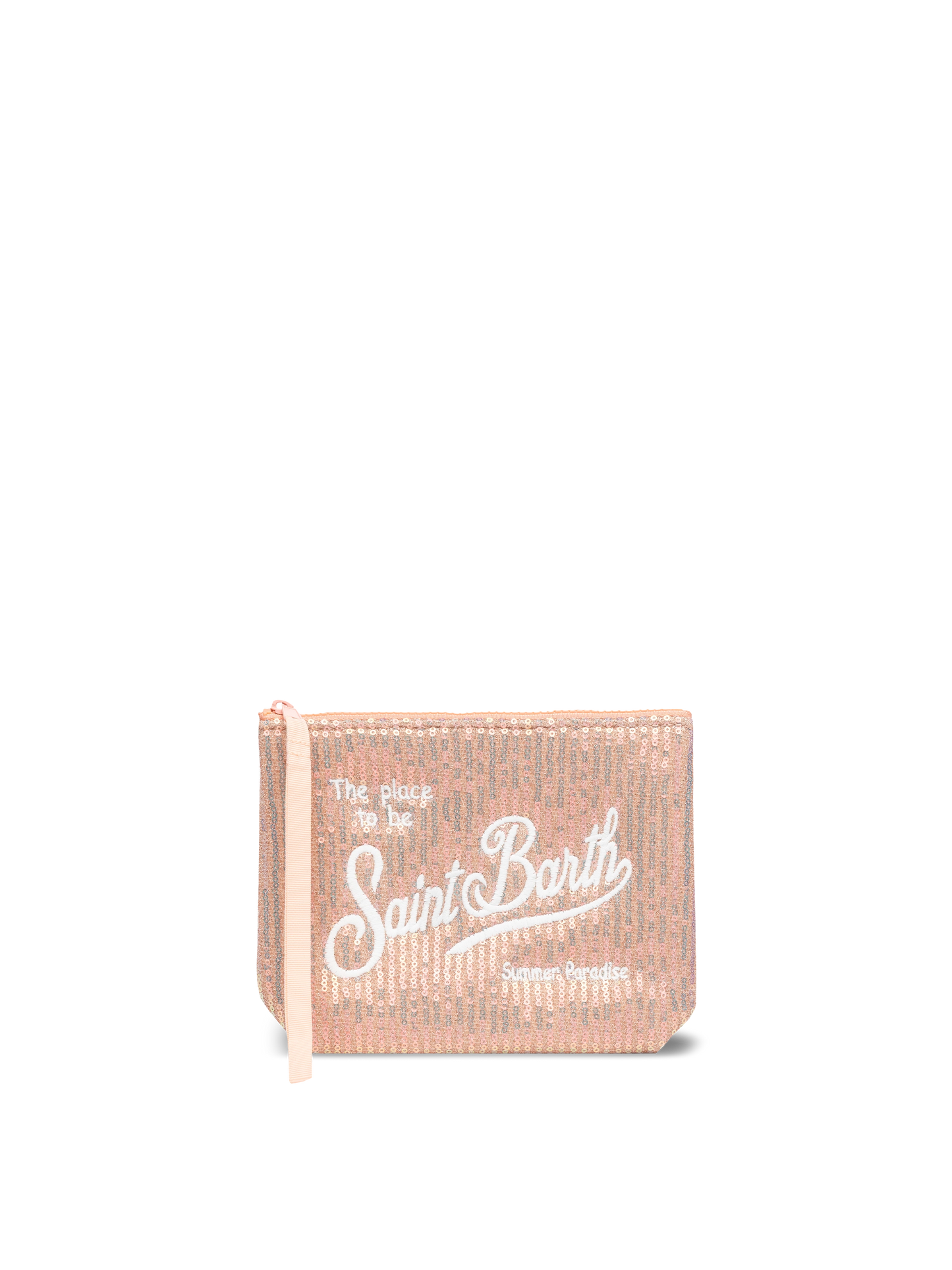 Aline pink sequinned pochette with embroidered logo - MC2 Saint Barth