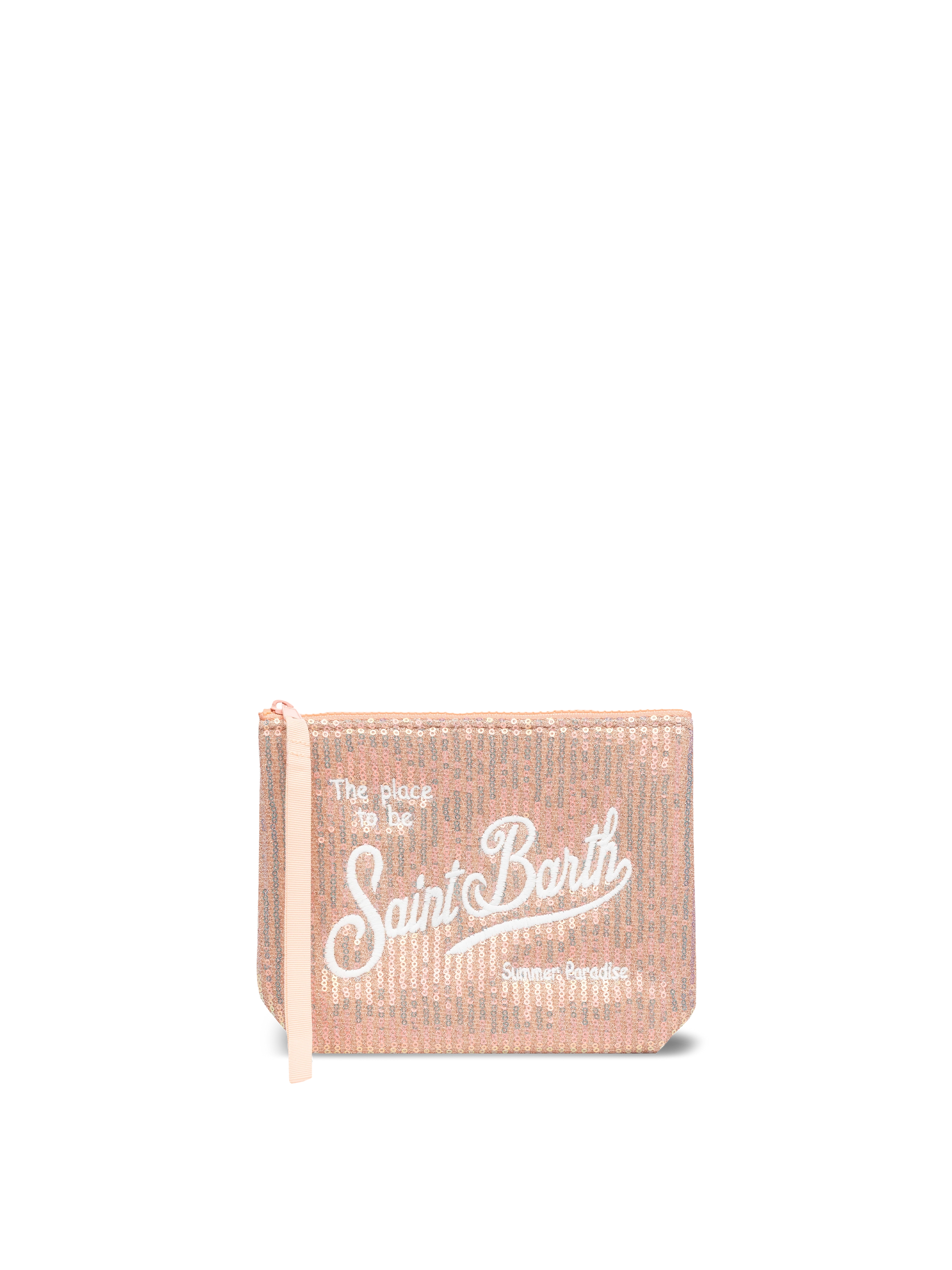 Aline pink sequinned pochette with embroidered logo - MC2 Saint Barth