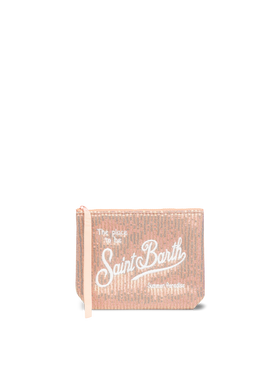 Aline pink sequinned pochette with embroidered logo - MC2 Saint Barth