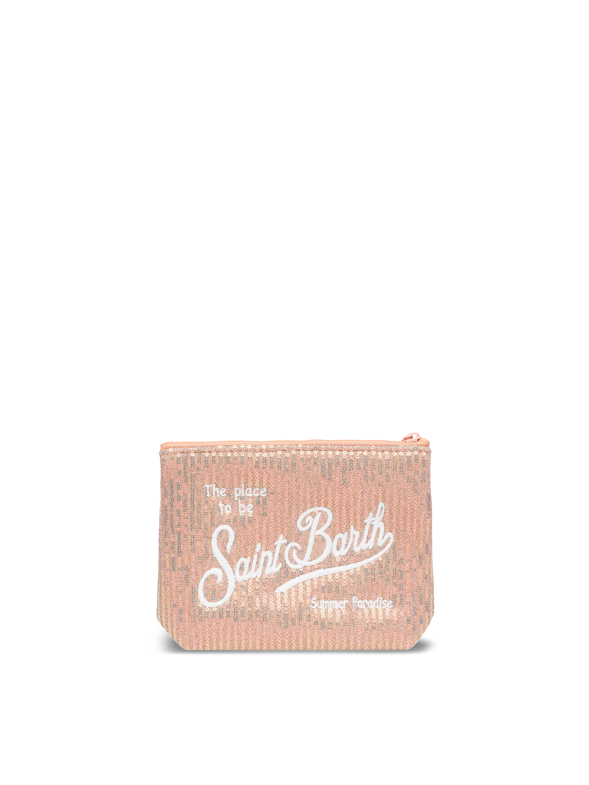 Aline pink sequinned pochette with embroidered logo - MC2 Saint Barth