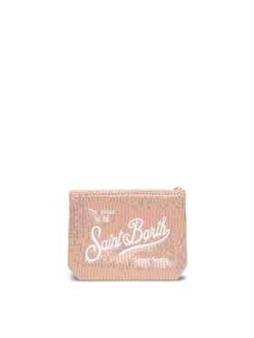 Aline pink sequinned pochette with embroidered logo - MC2 Saint Barth