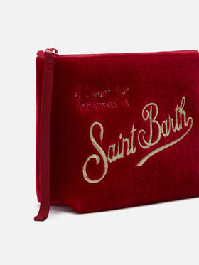 Aline Velvet Pouch in red velvet