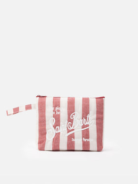 Aline Soft L cotton linen pochette with striped print - MC2 Saint Barth