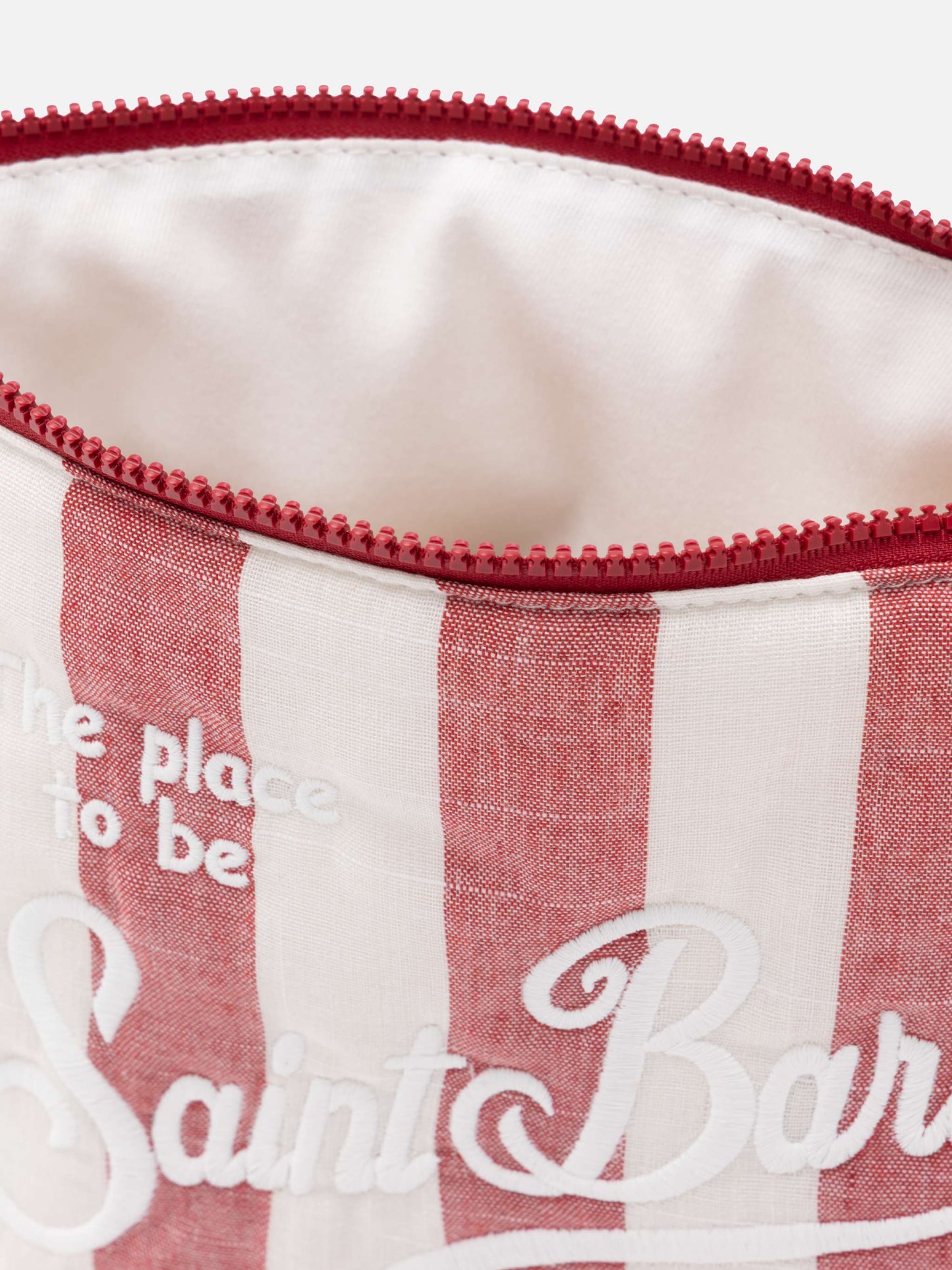 Aline Soft L cotton linen pochette with striped print - MC2 Saint Barth