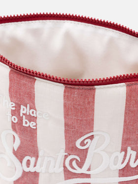 Aline Soft L cotton linen pochette with striped print - MC2 Saint Barth