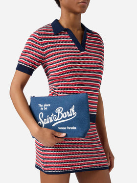 Pochette Aline effet denim bleu foncé 