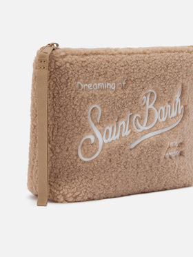 Aline Teddy Pouch in beige sherpa
