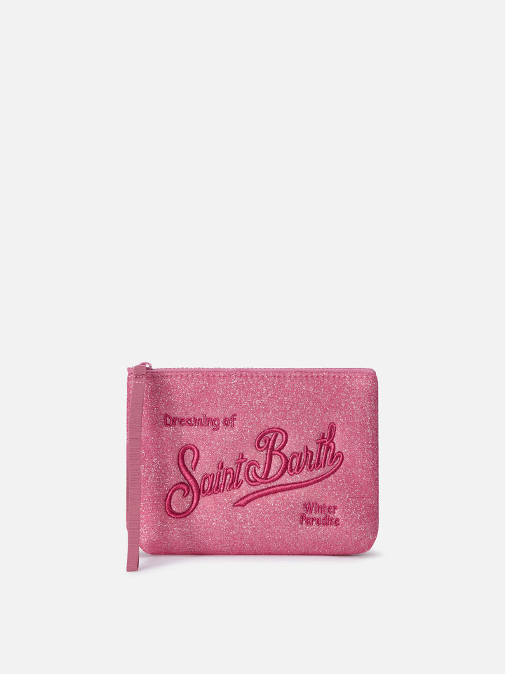 Aline en lurex fuchsia pochette avec broderie logo 