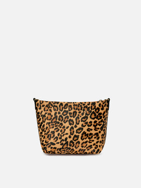 Bolso Aline en pelo de pony con estampado de leopardo y placa con logo de metal 
