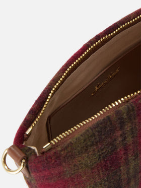 Schultertasche Aline mit Tartanmuster und Ledergriffen 