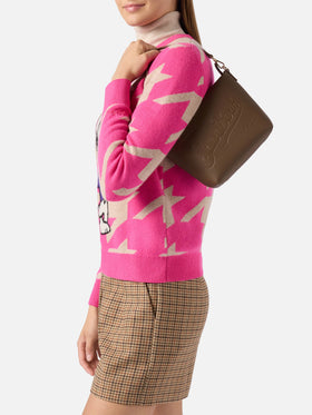 Aline Schultertasche aus gehämmertem braunem Leder