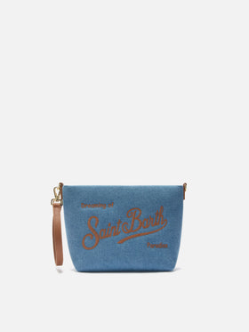 Sac Aline en denim avec détails en cuir 