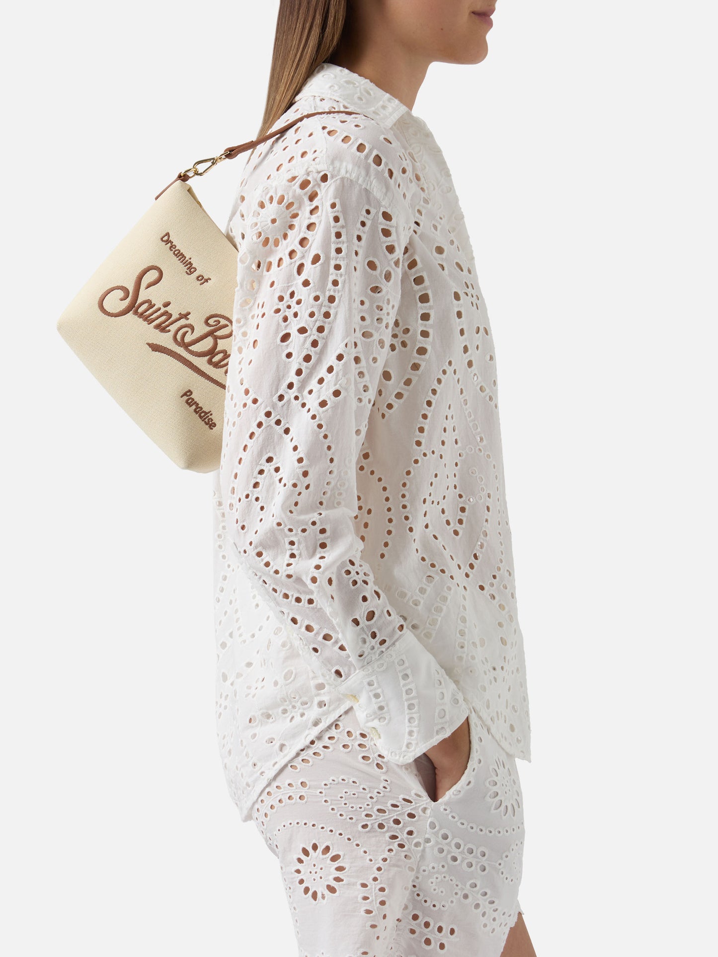 Bolso Aline en lona con detalles de piel 