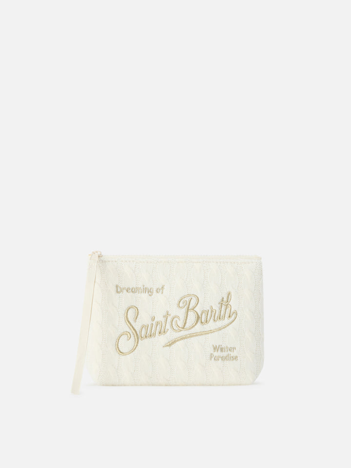 Off white Aline tricot pochette with logo embroidery