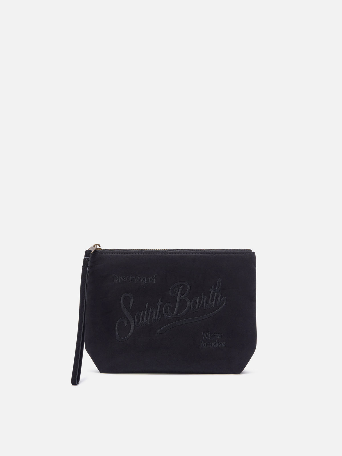 Black Aline waxed pochette with logo embroidery