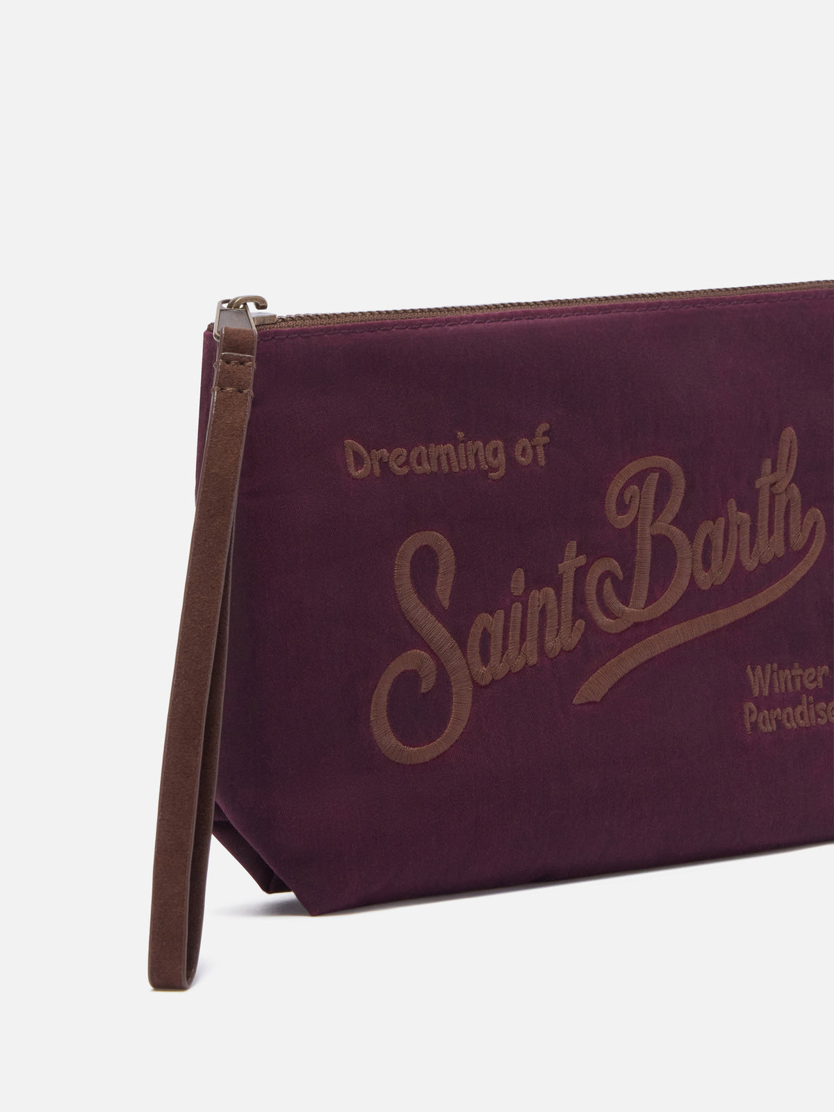 Bordeaux Aline waxed pochette with logo embroidery