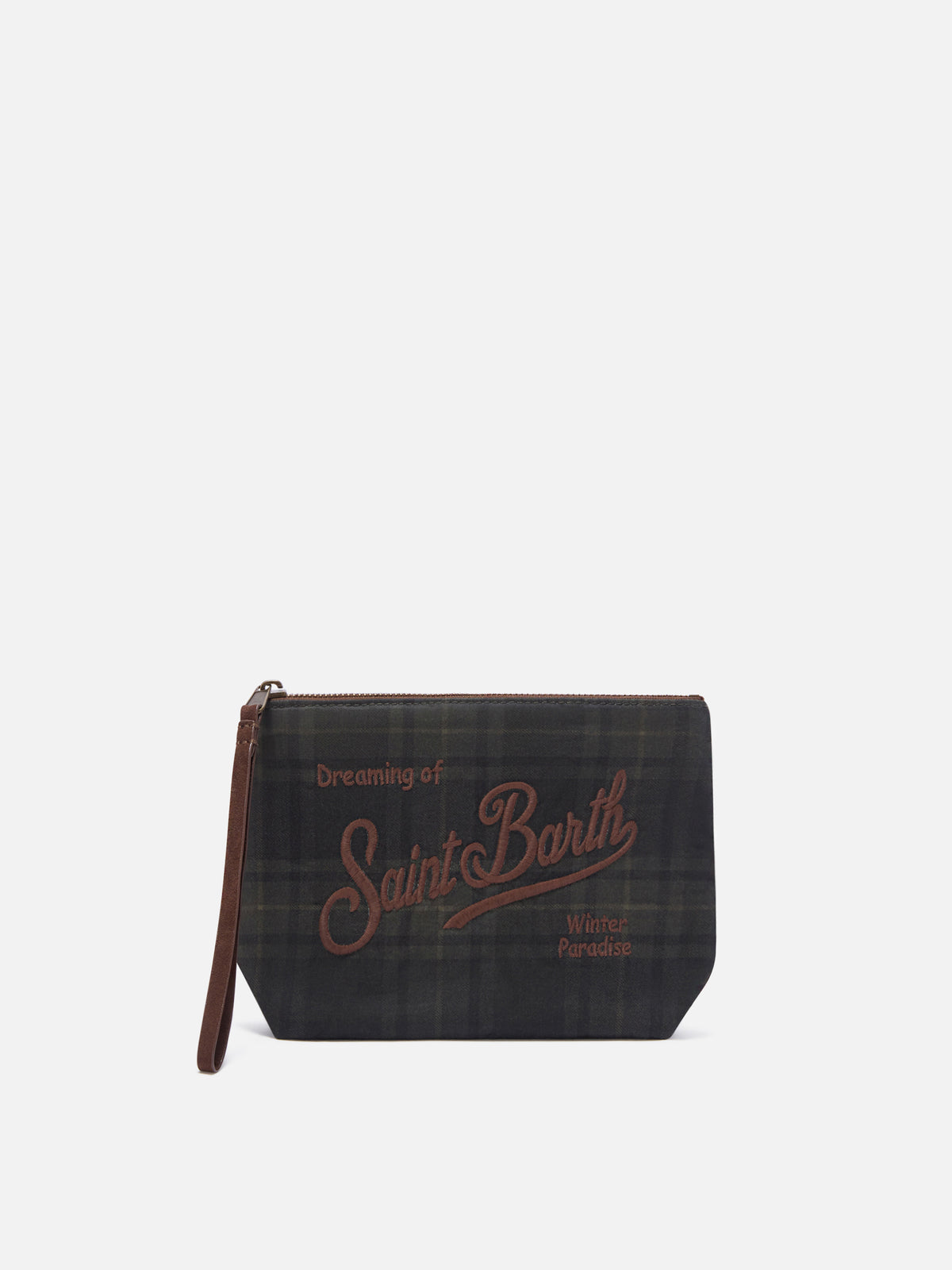 Aline waxed pochette with tartan print