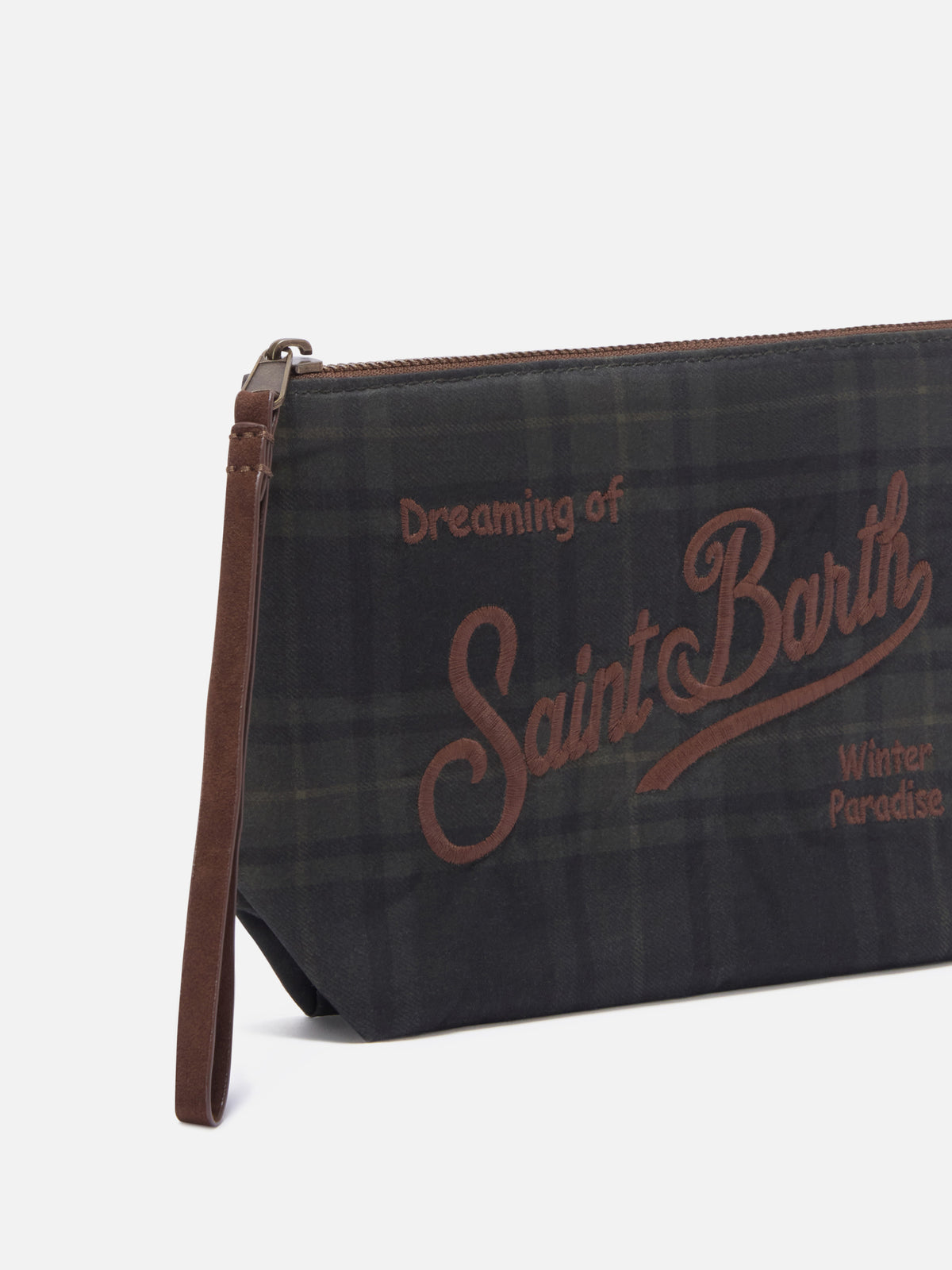 Aline waxed pochette with tartan print