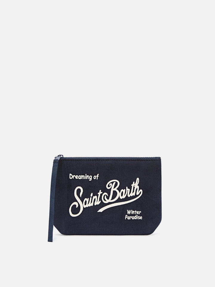 Navy blue Aline aus Cord mit Logostickerei 