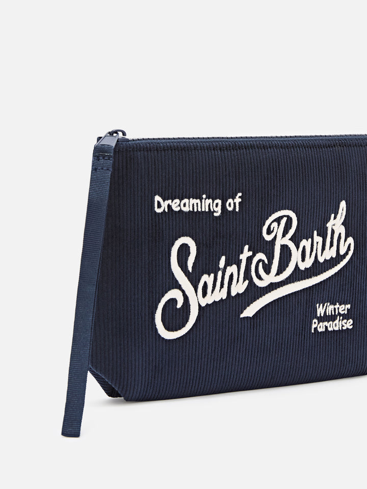 Navy blue Aline aus Cord mit Logostickerei 