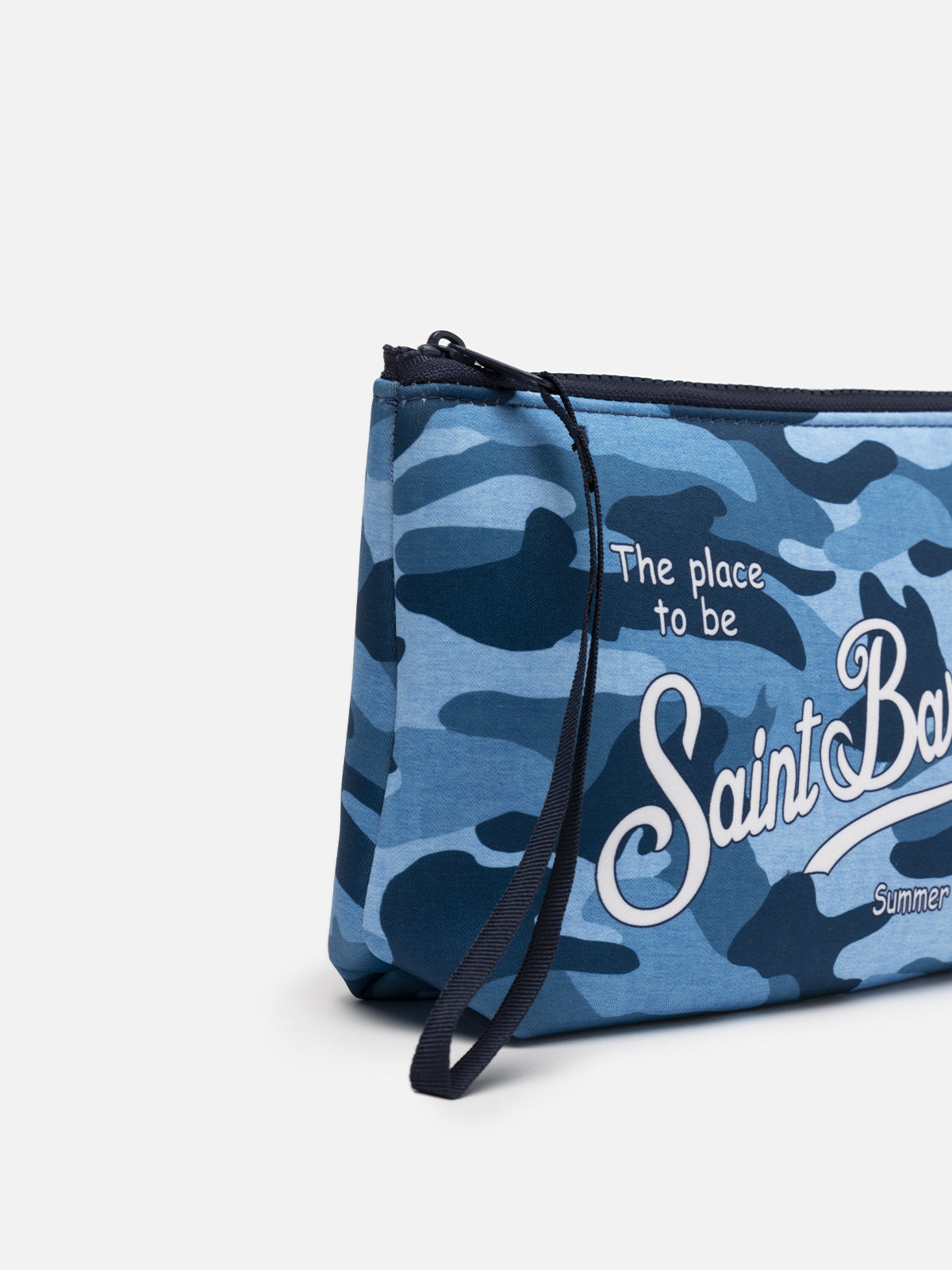 Denim mimetic scuba pochette Aline