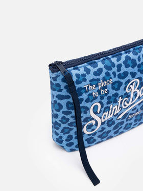 Aline scuba pochette with blue animalier print - MC2 Saint Barth