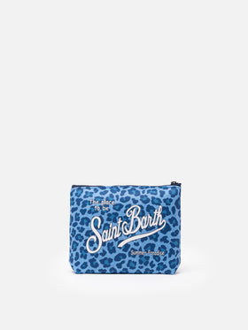 Aline scuba pochette with blue animalier print - MC2 Saint Barth
