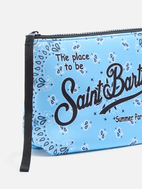 Pochette Aline in scuba con stampa bandana azzurra