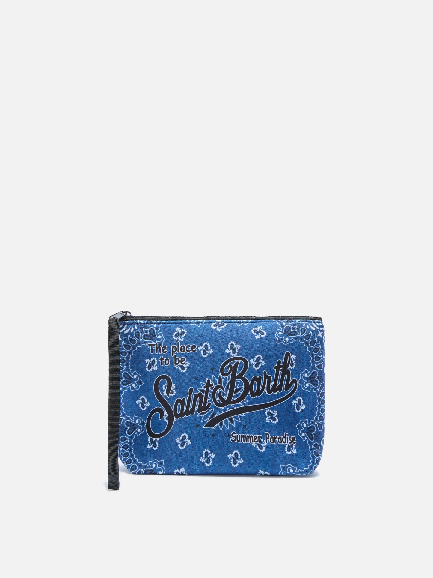 Pochette Aline in scuba con stampa bandana blu