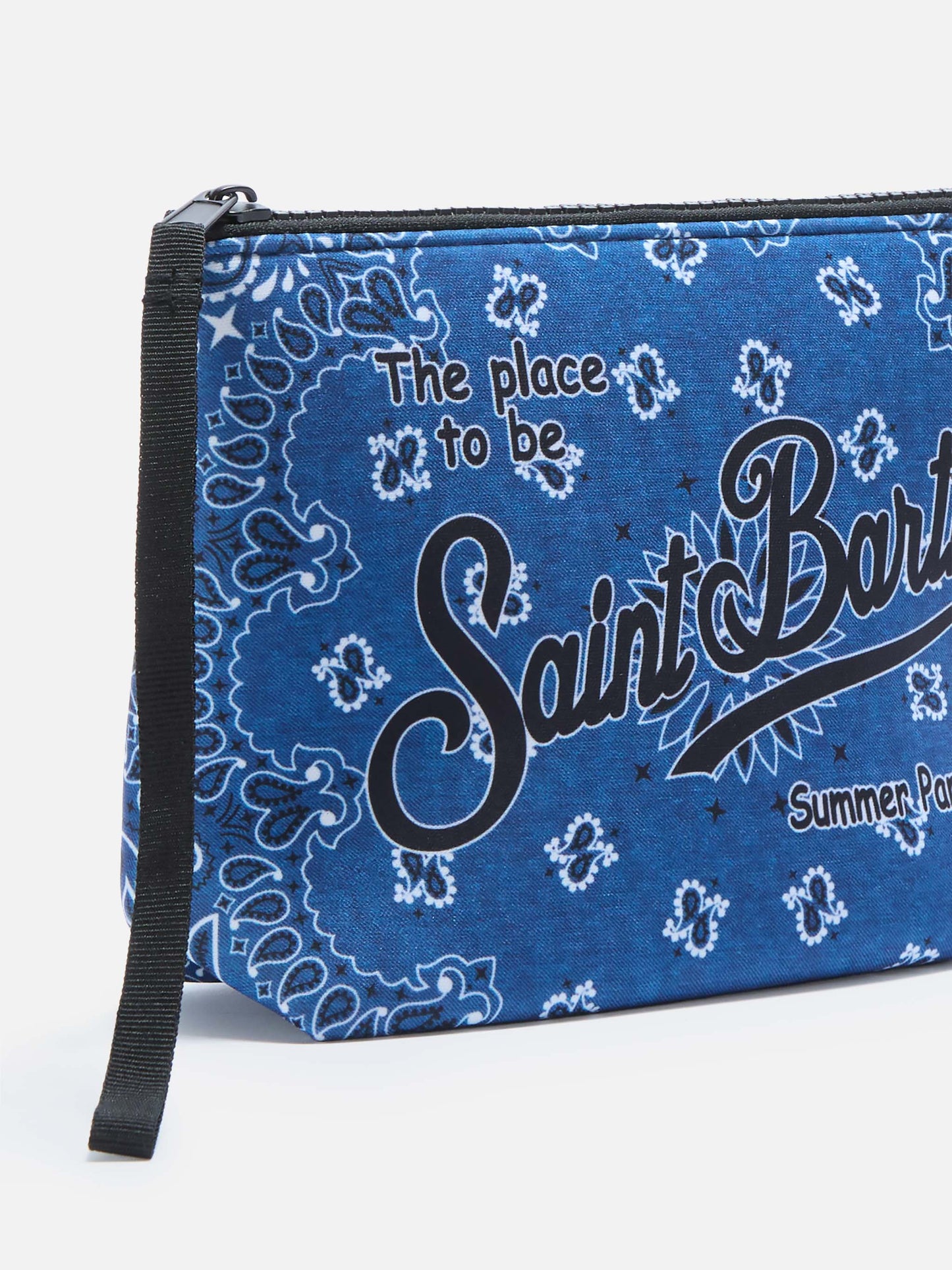 Pochette Aline in scuba con stampa bandana blu