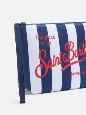 Aline scuba pouch with wide blue stripes