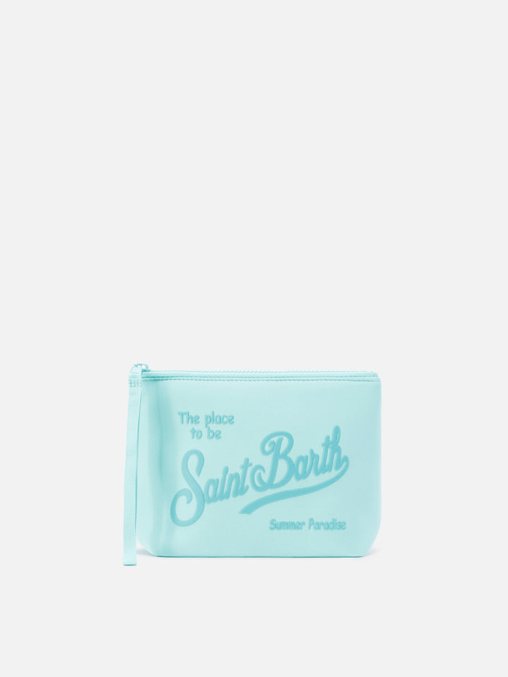 Aline scuba pouch in solid aqua green
