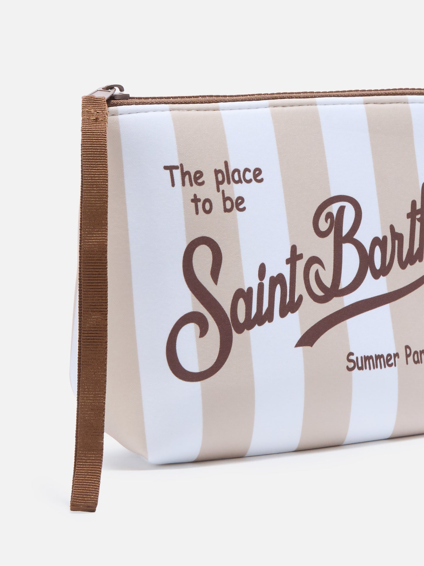 Pochette Aline in scuba a righe larghe beige