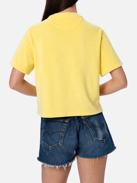 Woman pale yellow terry cotton crewneck t-shirt Emilie - MC2 Saint Barth