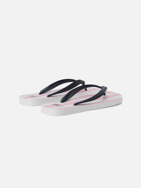 Infradito Alma slip-on in gomma con stampa a righe rosa e bianche