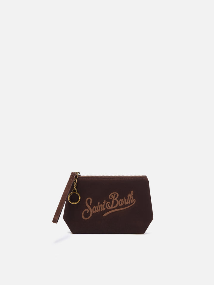 Bolso Brown Mini Aline de pouch encerada con bordado del logo 