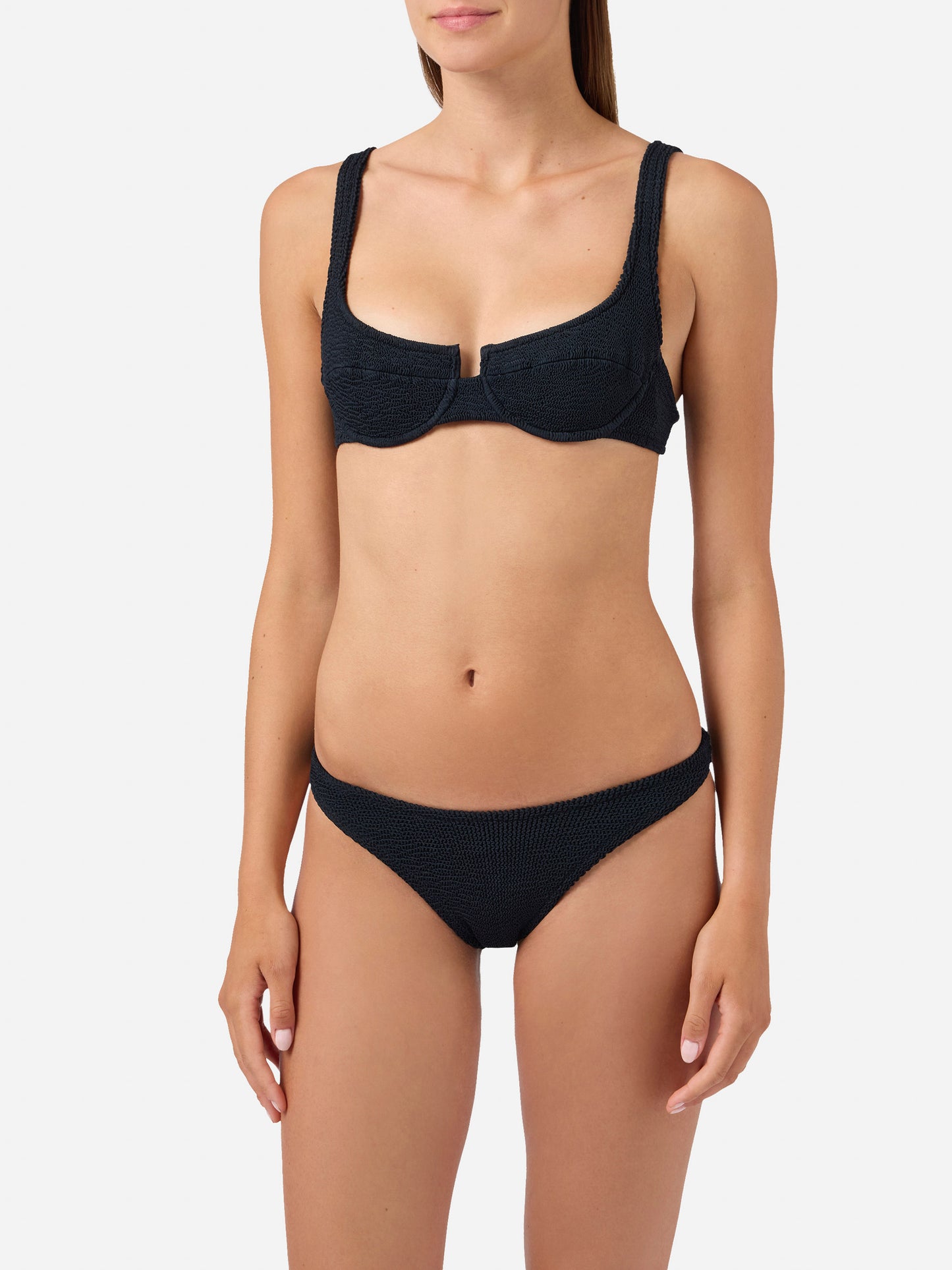 Bikini noir en tissu crinkle Amira Elise 