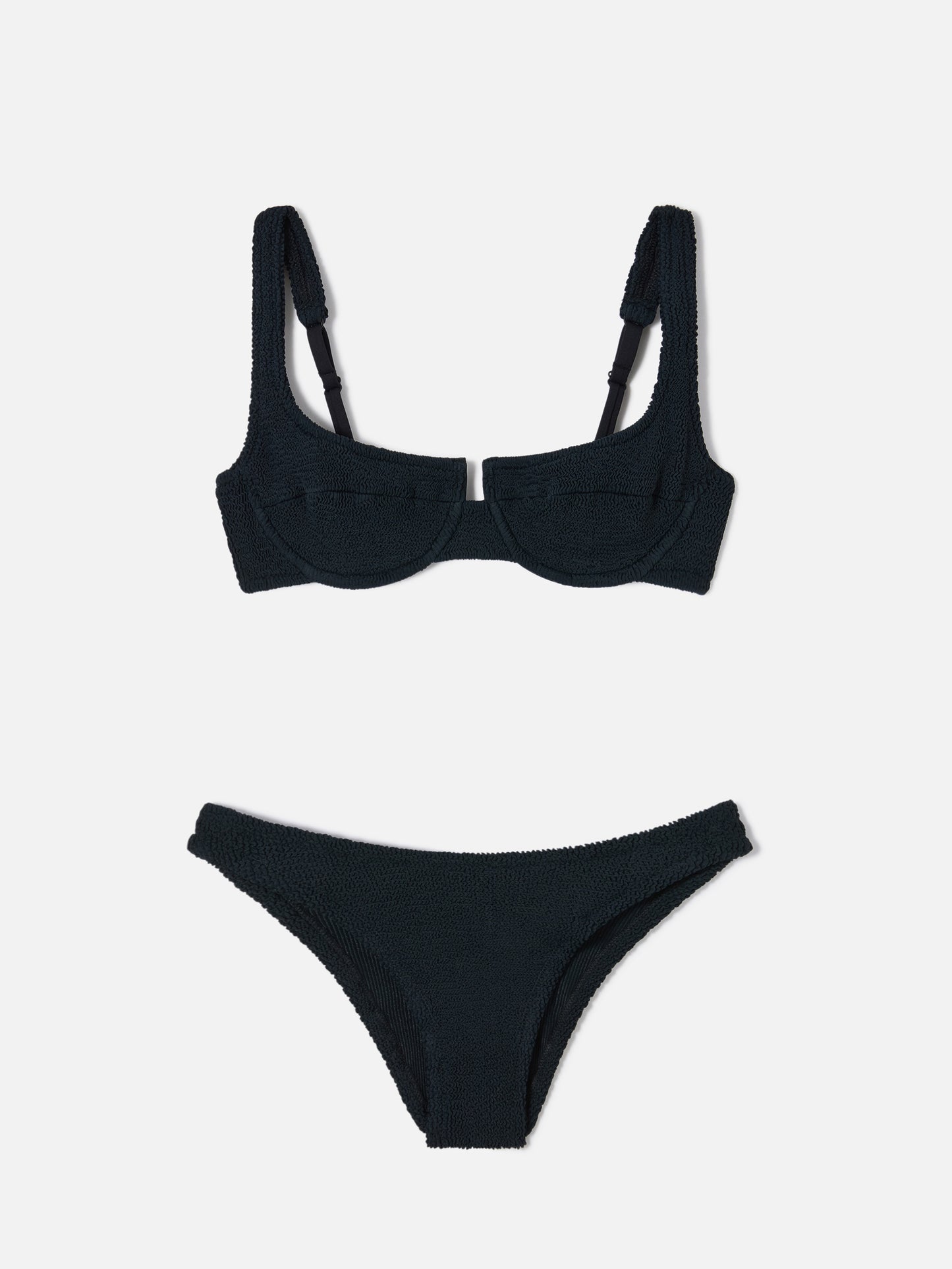 Bikini noir en tissu crinkle Amira Elise 