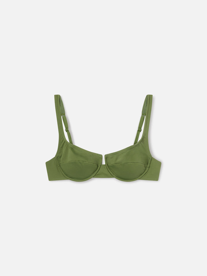 Haut de bikini balconette Amira en vert militaire uni 
