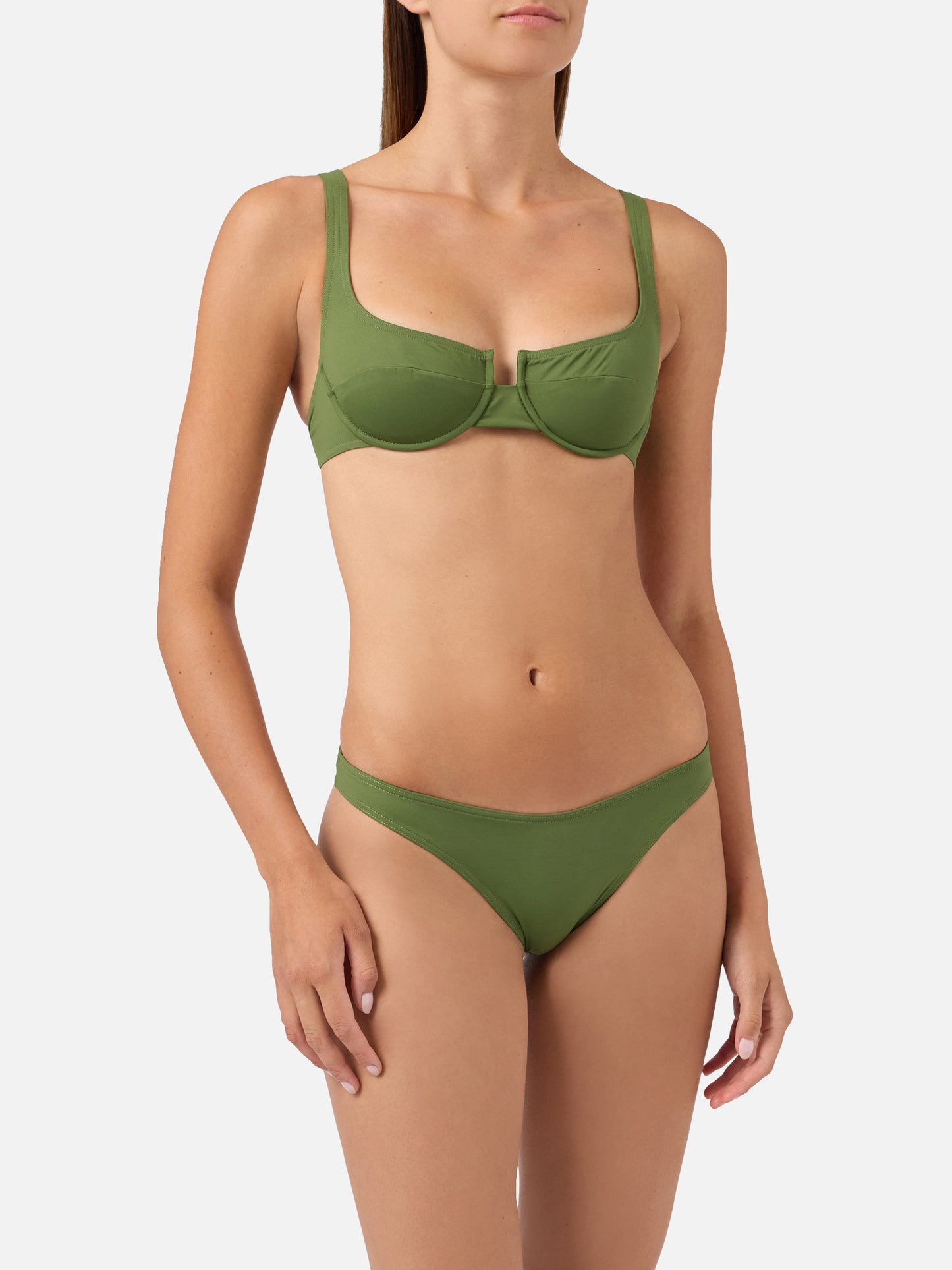 Bikini Amira Naomi balconette verde militare tinta unita