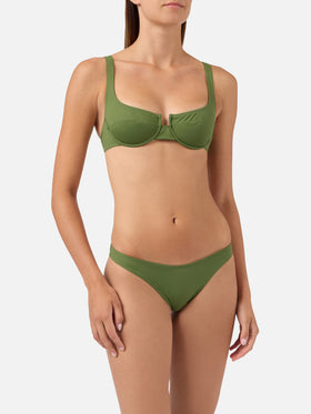 Bikini Amira Naomi balconette verde militare tinta unita