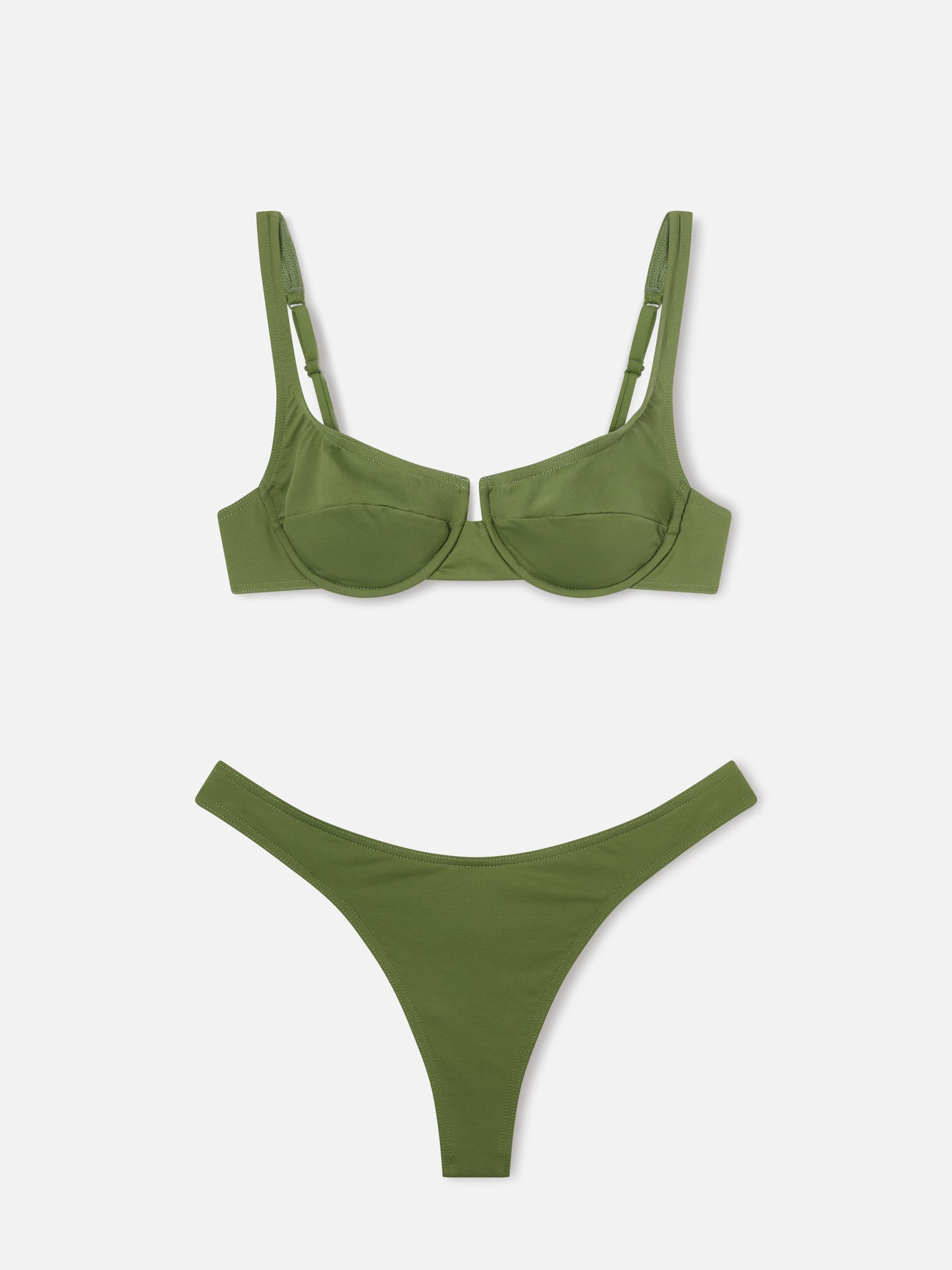 Bikini Amira Naomi balconette verde militare tinta unita