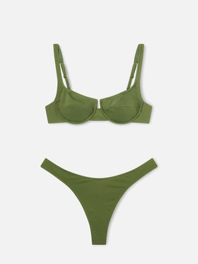 Bikini Amira Naomi balconette verde militare tinta unita