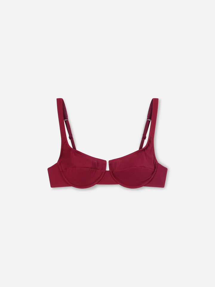Haut de bikini balconnet Amira en bordeaux uni 
