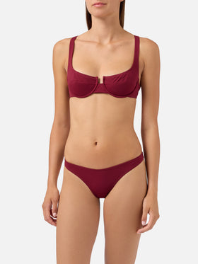 Amira Naomi bordeaux balconette bikini in solid color
